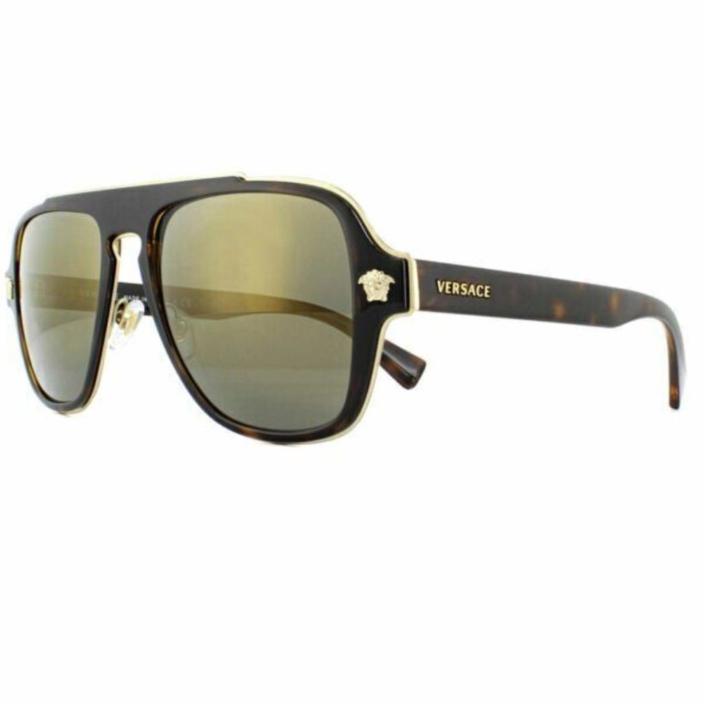 Mens Versace Tortoise Gold Sunglasses New With Box - Picture 1 of 2